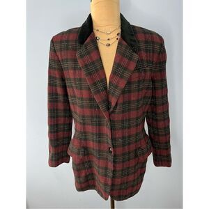 Vintage J. H. Collectibles Women’s U.S. 12 100% Virgin Wool Red Black Blazer